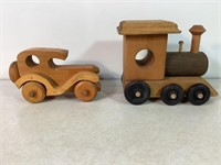 Wood Train & Car, 7 & 8in Long