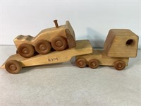 Wood Truck & Trailer W/ Bull Dozer