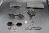 Antique Glasses, Sunglasses & Hair Comb