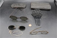 Antique Glasses, Sunglasses & Hair Comb