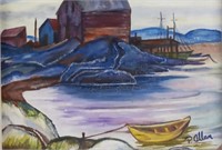 P. Allan, Canadian School Harbour Seascape, Oil