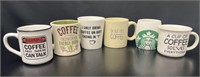 6 Novelty Coffee "Statement" Ceramic Mugs