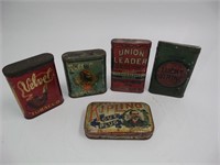 Lot (5) Pocket Tobacco Tins - Union & Others