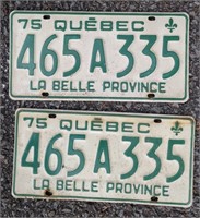 1975 Quebec License Plates