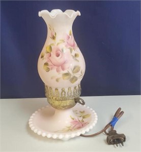 Vintage Hand-Painted Boudoir Lamp Light roses