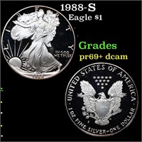 Proof 1988-s Silver Eagle Dollar $1 Graded pr69+