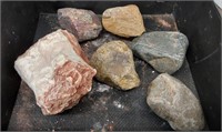 Beautiful rocks w/black case.  13 x 13 x 6.5
