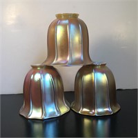 3 STEUBEN IRIDESCENT LAMPSHADES