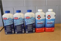 Five 1 qt bottles of HTH Pool Chemicals $100 retl
