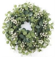Thick Artificial Eucalyptus Wreath w/Berries 18"