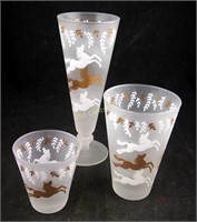 Mid Century Frosted & Gold Imperial Glassware Set