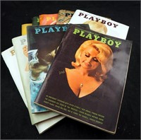 Nine 1963 & 64 Vintage Playboy Magazines Lot
