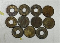 (11) ANTIQUE  TOKENS COINS