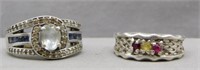 (2) Sterling Silver rings sizes 6 and 7. weight