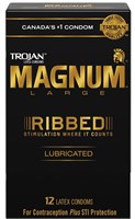 12Pack TROJAN Magnum Ribbed Large Size Condoms