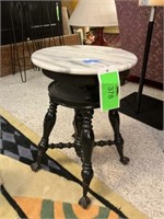 Clawfoot, vintage stool with marble  top