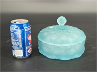 IMPERIAL GLASS LIGHT BLUE FROSTED CANDY BOX