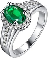 Dazzling Oval Emerald & White Sapphire Ring