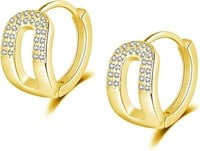 Gold Pl 1.12ct Topaz U-shaped Huggie Hoop Earrings