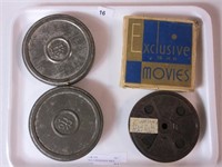 TRAY: 4 VINTAGE MOVIE  REELS