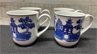 4 Johnson Brothers Willow Blue Coffee Mugs