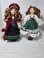 Two Paradise Galleries Porcelain Dolls W/ Stands