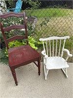 Wood Side Chair and Children's Rocking Chair