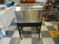 STAINLESS STEEL COOLER W/ ROLLING STAND