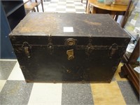 OLD SQUARE TOP STEAMER TRUNK