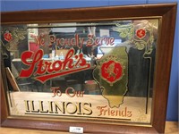 Vintage Stroh's Beer Illinois Bar Mirror