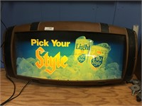 Old Style Light Beer Sign- Cracked Plastic See Pic