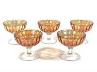 5 Pc. Marigold Carnival Glass Sherbet Set
