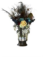 A Metal Vase w/ Faux Floral Arrangement