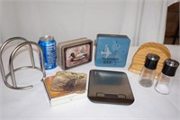 Box Lot Kitchen Items Incl. Coasters, Scale, etc