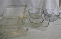 SET OF 3 NESTING GLASS MIXING BOWLS, 4 GLASS