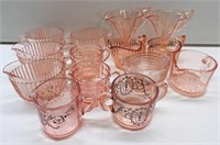 Lot of Pink Depression Glass: Creamer Sugar Sets