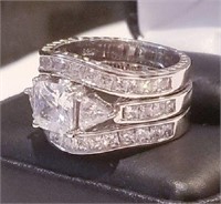 4 Ct Princess Engagement ring Wedding set Sz 7