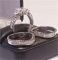 4 Ct Princess Engagement ring Wedding set Sz 8