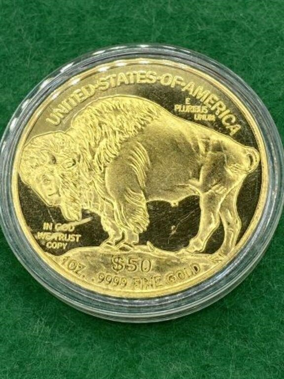 COIN - GOLD PLATED COPY - INDIAN BUFFALO HEAD