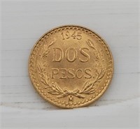 1945 Dos Pesos Gold Coin