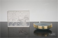 Lucite Mushroom Scene and 4 Small Glass Dishes