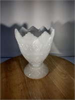 Brody Saw Tooth Milk Glass Vase Planter Candy Dish