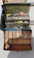 (2) Vintage Metal Tool Boxes With Content