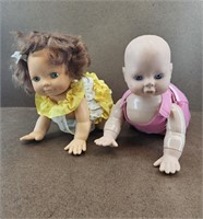 2 Vtg Crawling Baby Dolls