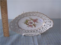 Antique Floral Ceramic Serving/Candy Dish
