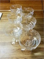 SET OF 6 ETCHED FLOWER WINE GLASS