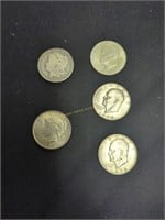 $5 Silver Dollars. 1900-o,1923, 1971 1972 1978 A