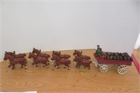 Cast Iron Horses, Wagon, Men & Dog