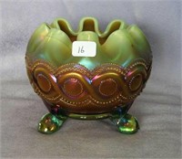 Carnival Glass Beaded Cable rose bowl - aqua opal