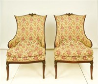Pr. Intricately Carved French Style Chairs